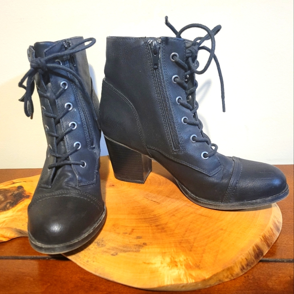 Madden Girl black lace up booties